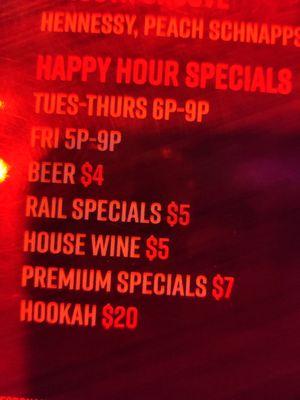 Happy hour specials! Yes, 9:00PM.