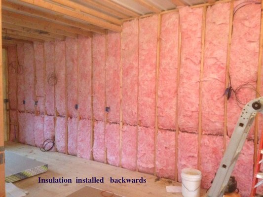 Photo of insulation installed incorrectly