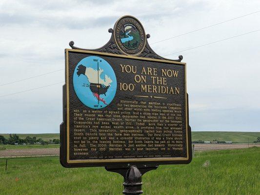 You Are Now on the 100 Meridian Historical Marker, North Hughes