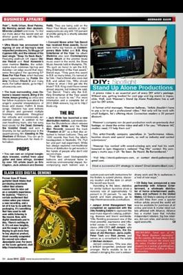 Stand Up Alone Productions featured in Music Connection Magazine!