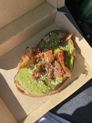 Avocado toast with bacon