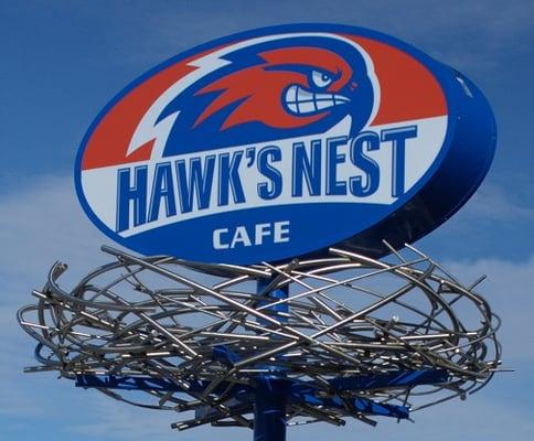 LED-lit pylon sign with custom nest; University of Massachusetts, Lowell, Mass.