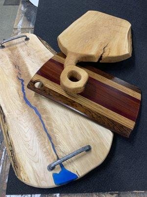 Cutting boards and live edge charcuterie boards make excellent gifts