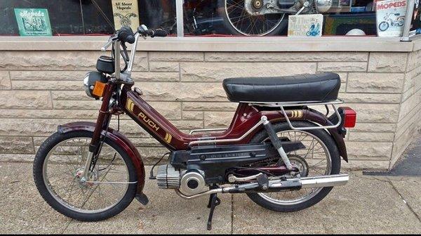 1984 Puch Maxi in front of The Crypt!