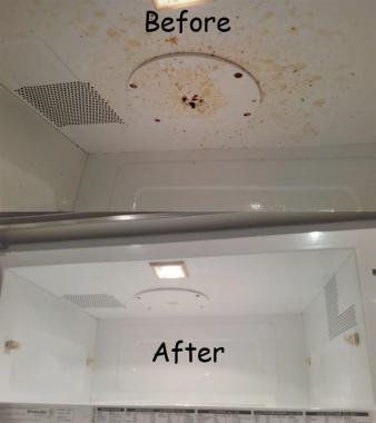 Before and after picture of microwave