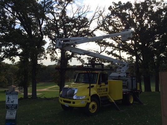 Bucket Truck available, here at Veterans Acres in Crystal Lake