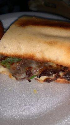 Philly cheese steak all the meat is shown in the picture