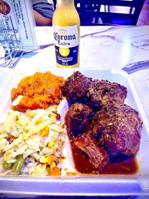 Oxtails, yam's & cabbage