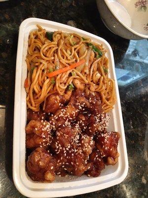 sesame chicken with chicken lomein. sooooo delicious!!!