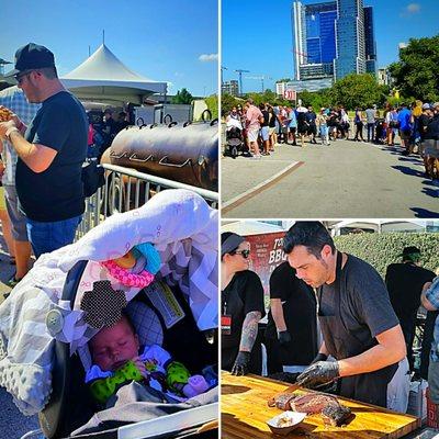 Jacob's lil girl doesn't know it yet but she was in line for @franklinbbq at #tmbbqfest . Starting em off young