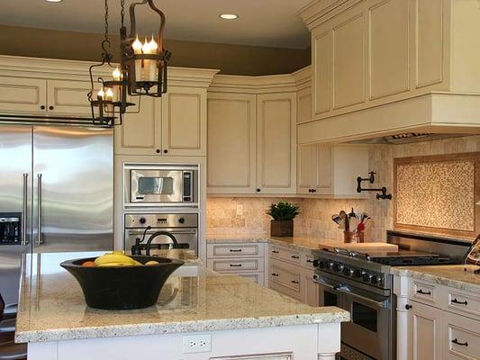 Refaced cabinets in Butterscotch with a black glaze