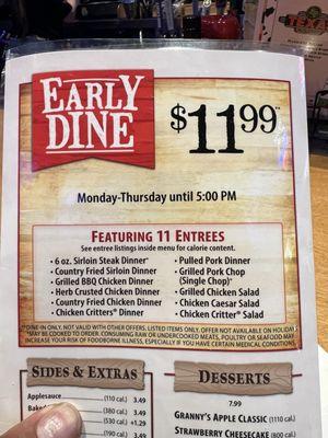 Early Dine Special 04/05/2024