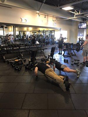 Wish I could say this is an anomaly. 6 benches and not very many dumbbells, equipment hogs.