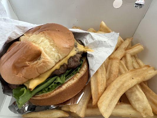 My sons burger And fries he enjoyed both.