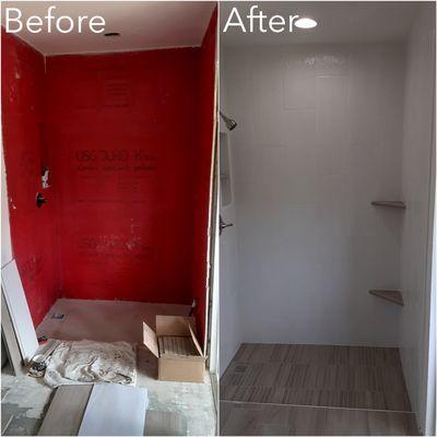 Completed remodeling of shower bathroom.