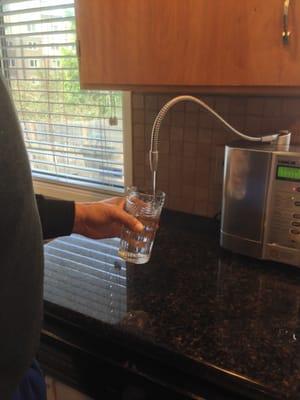 Drink by the glass from ionizer