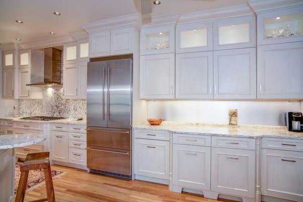 White frameless cabinetry