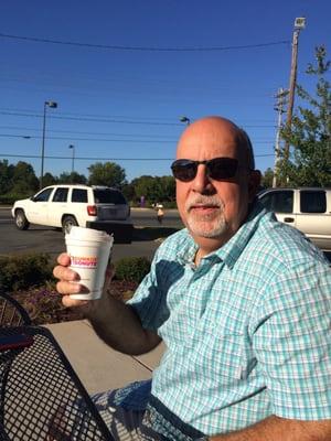 Marc enjoying the cool Winston Salem, NC morning!  Running with his dunkin!