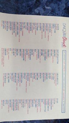 Daiquiri and flavors list