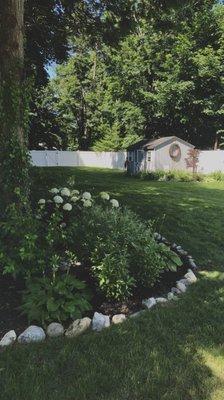 Customer plant/mulch bed installation and maintenance. Backyard Landscaping. Landscaping Services.