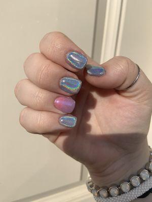 SNS dip + gel with chrome powder by Kimmie