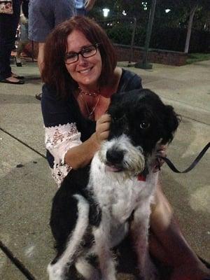 Lucy stopping to pose with her favorite pet sitter