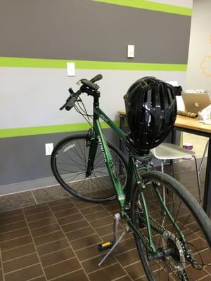 Park your bike in the office.