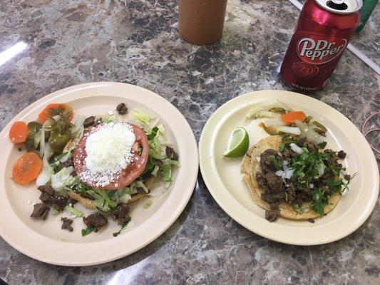 Carne asada Sopes y tacos