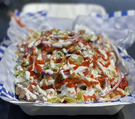 Mykonos Fries~ The lamb & chicken was tender & flavorful, topped with Tzatziki & hot sauce to add a nice hint of spice to the loaded fries!