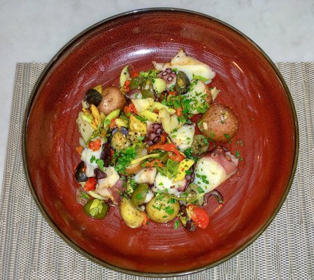 Grilled Octopus marble potatoes