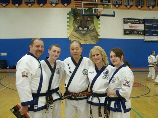 The Weir family with Grand Master Kang Uk Lee of the International Tang Soo Do Federation United Kingdom.  Dan #70