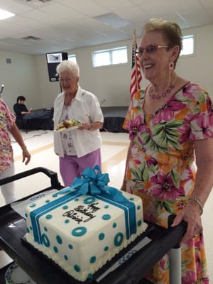 Patricia turned 80 and her Providence coconut birthday cake with teal and white was divine!  Rave reviews from all the guests.