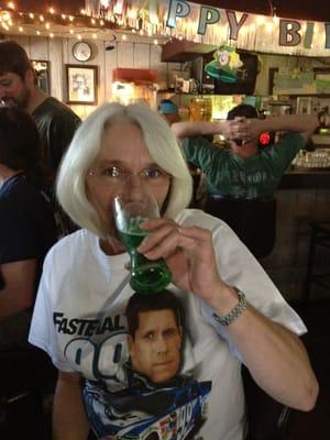 Cindy having her first EVER green beer!