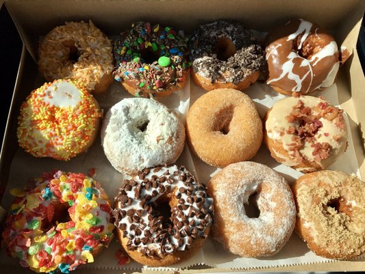 A dozen cake donuts - check out the variety of flavors