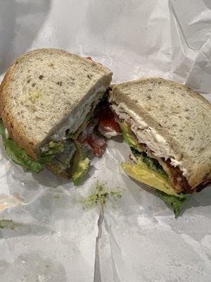 Turkey & Avocado sandwich with bacon added