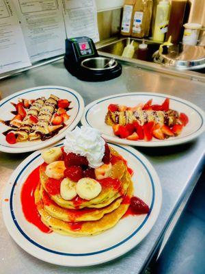 Cinnamon Bun Crepes,Strawberry Banana Pancakes