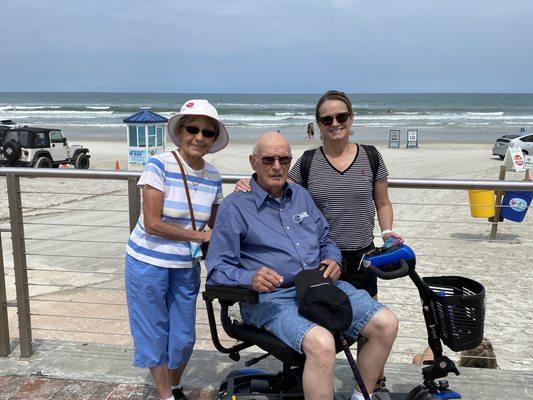 New Smyrna Beach and dad's scooter rental.