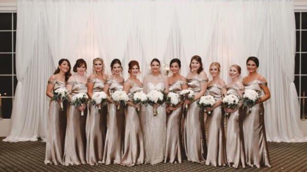 Beautiful bridal party in Jenny Yoo liquid charmeuse gowns! Loved working with this gorgeous group of gals! Congrats Marni!