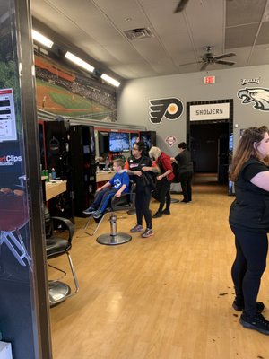 Amazing sports themed hair cutting salon!