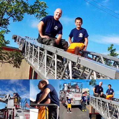 Father son day at the firehouse.