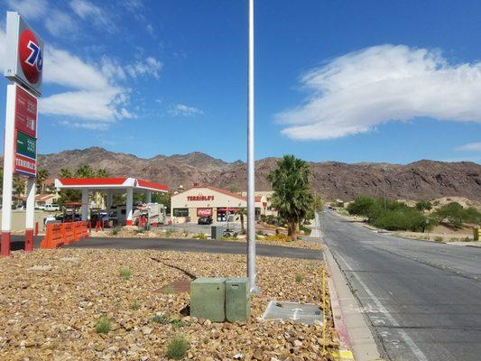 Storefront photo. If you look up the street to the right, you can see Hemingway Valley Park - Home of the Bighorn sheep.