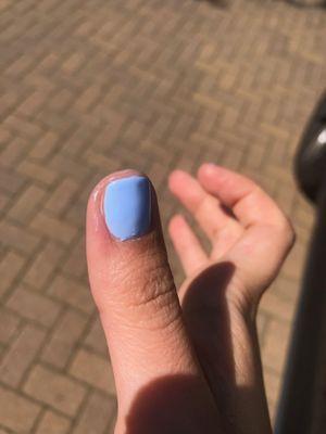 uneven thumb and huge section without polish...