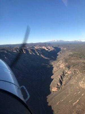 Flying over Oak Creek Canyon