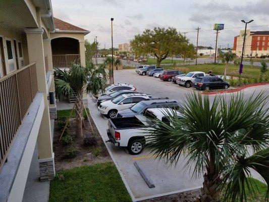 Parking lot view from balcony.