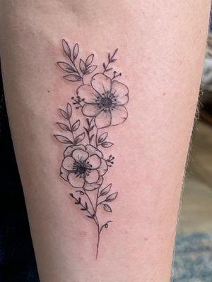 Anemone flowers with small leaf details