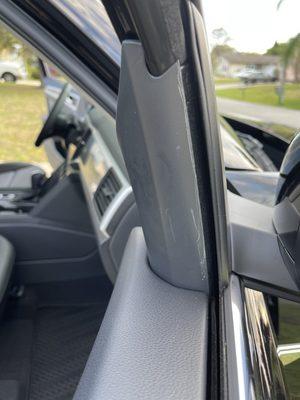 Damage to passenger side trim