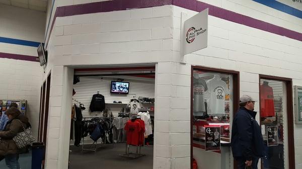 Pro shop. They also sell t-shirts with local hockey team names.