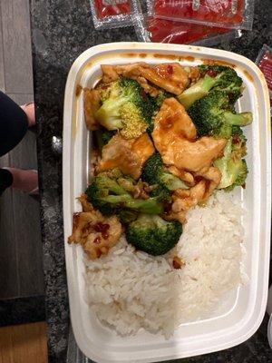 This is what chicken broccoli for $13 looks like. Run