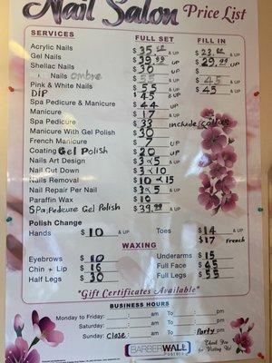 Price list