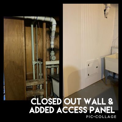 Closed out basement wall and build access panel